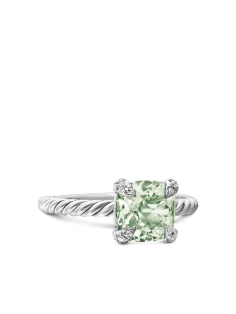 David Yurman sterling silver Chatelaine prasiolite and diamond ring (8mm) Green R16329DSSAPLDI