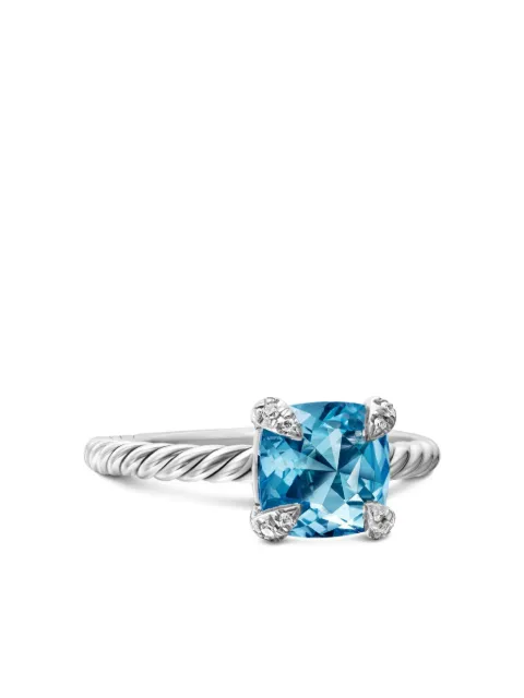 David Yurman sterling silver Chatelaine topaz and diamond ring (8mm) Blue R16329DSSABTDI
