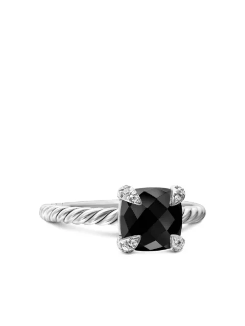 David Yurman sterling silver Chatelaine onyx and diamond ring (8mm) Black R16329DSSABODI