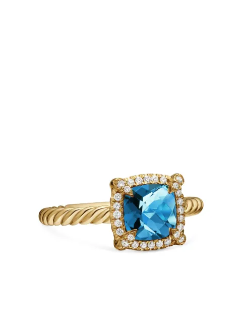 David Yurman 18kt yellow gold Petite Chatelaine topaz and diamond ring (7mm) Blue R14202D88AIBDI