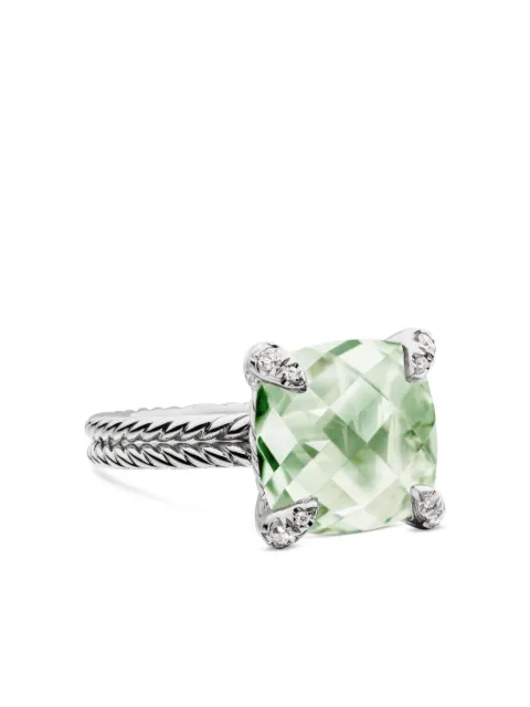 David Yurman sterling silver Chatelaine prasiolite and diamond ring (11mm) Green R12643DSSAPLDI