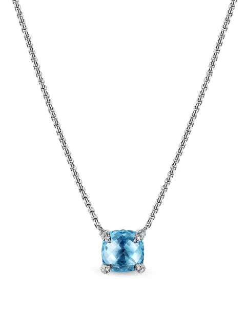 David Yurman sterling silver Petite Chatelaine topaz and diamond necklace Blue N16329DSSABTDI