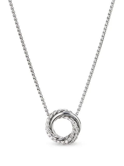 David Yurman sterling silver Crossover diamond necklace Silver N16090DSSADI