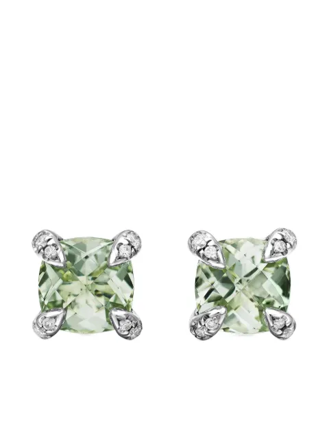 David Yurman sterling silver Petite Chatelaine prasiolite and diamond stud earrings (6mm) Green E16330DSSAPLDI