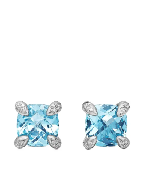 David Yurman sterling silver Petite Chatelaine topaz and diamond stud earrings (6mm) Blue E16330DSSABTDI