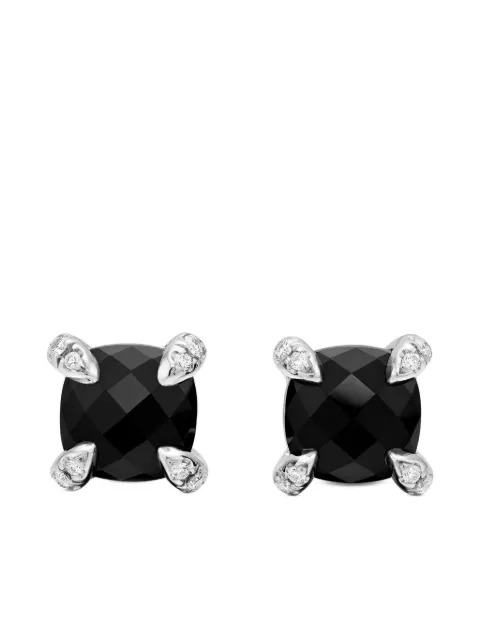 David Yurman sterling silver Petite Chatelaine onyx and diamond stud earrings (6mm) Black E16330DSSABODI