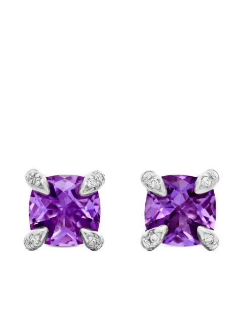 David Yurman sterling silver Petite Chatelaine amethyst and diamond stud earrings (6mm) Purple E16330DSSAAMDI