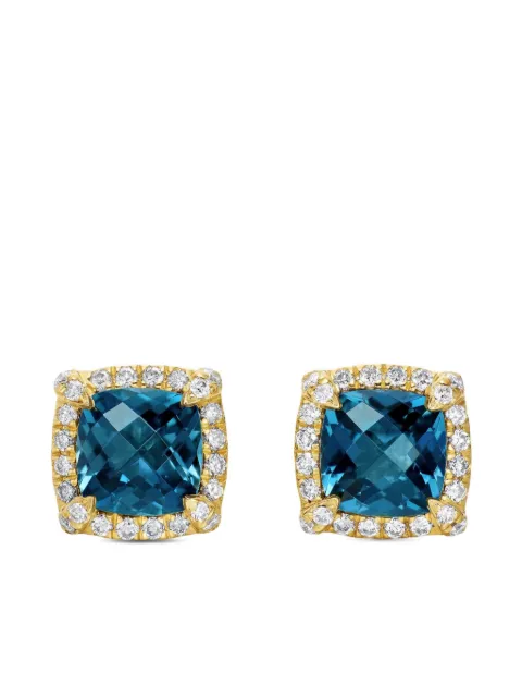 David Yurman 18kt yellow gold Petite Chatelaine topaz and diamond stud earrings (5mm) Blue E14986D88AIBDI