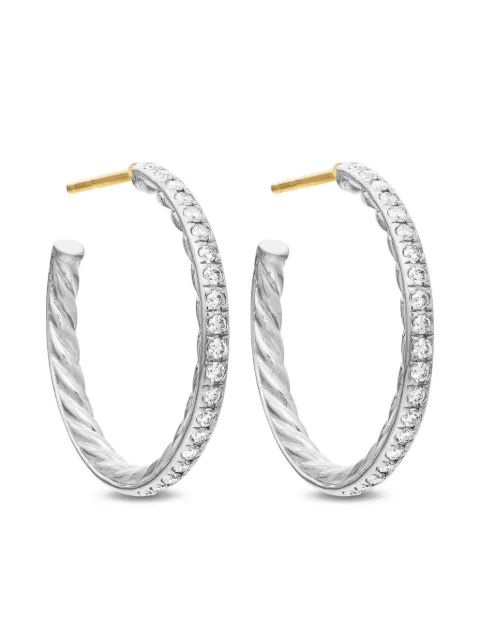 David Yurman sterling silver pavé diamond hoop earrings (25.4mm) Silver E14755DSSADI