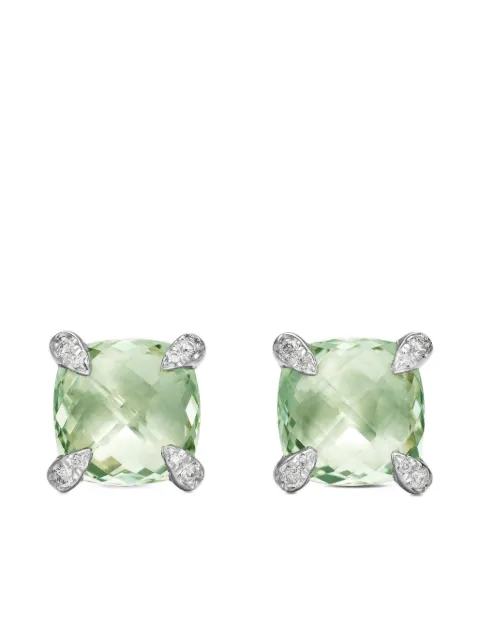 David Yurman sterling silver Chatelaine diamond stud earrings (9mm) Green E12834DSSAPLDI