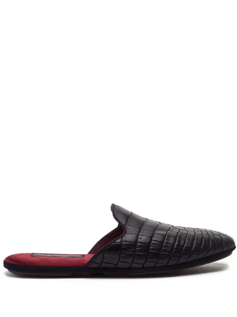 Dolce & Gabbana Marcello embossed leather mules Blue A80083A2U83