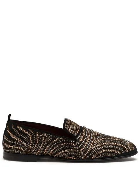 Dolce & Gabbana embroidered canvas slippers Black A50427AW356