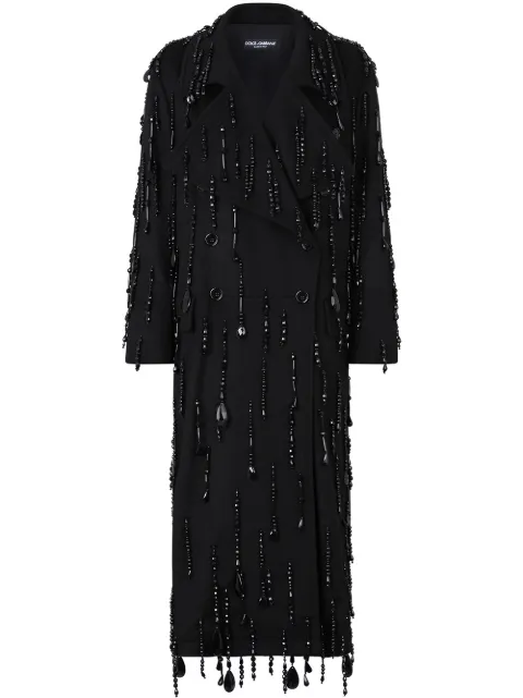 Dolce & Gabbana bead-embellished double-breasted coat Black F0AK1ZGD0L7