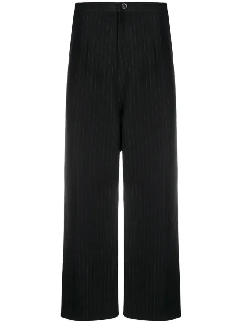 Y's pinstripe wide-leg trousers Black YRP11107