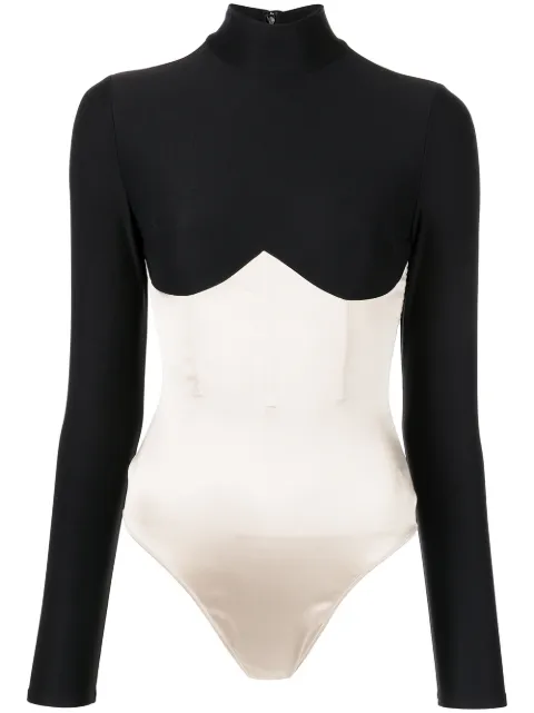 Fleur Du Mal mock neck long-sleeve bodysuit Black BS01990591