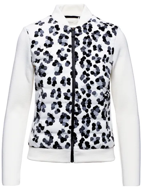 Aztech Mountain Dale of Aspen panelled leopard-print knitted jacket White AMW40021