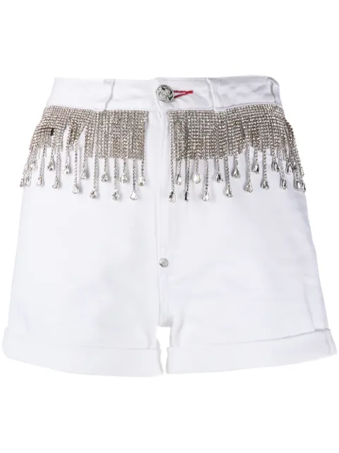 Philipp Plein crystal-embellished denim shorts White A20CWDT1512PDE004N