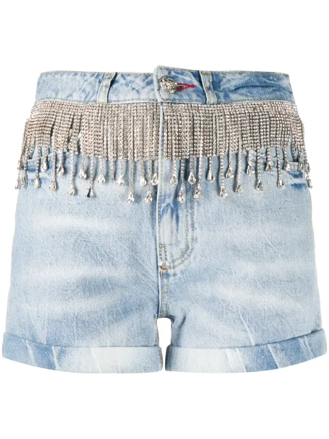 Philipp Plein crystal-embellished denim shorts Blue A20CWDT1512PDE004N