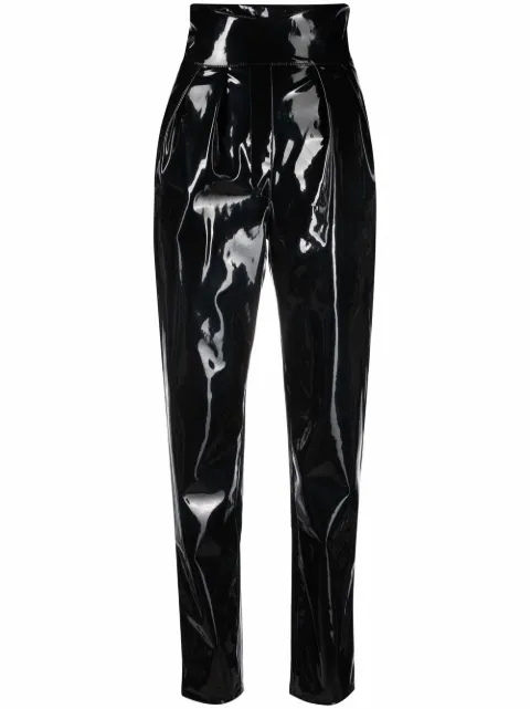 Philipp Plein high-waisted long latex trousers Black A20CWRT0875PLE010N