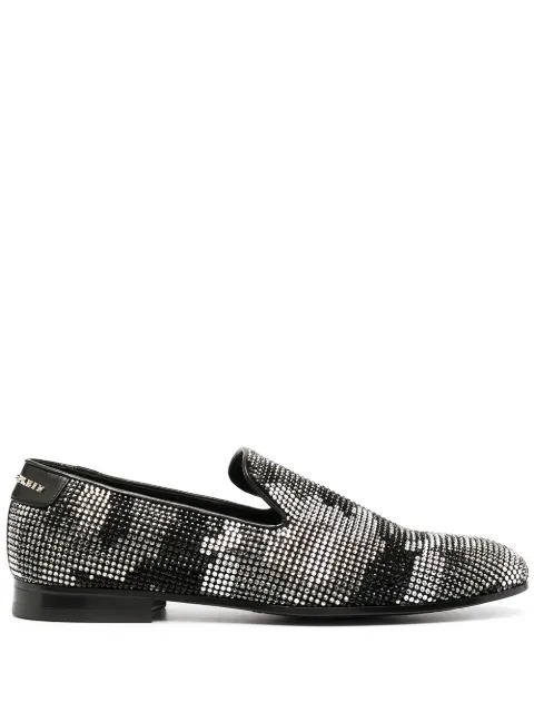 Philipp Plein embellished camouflage moccasin loafers Black A20SMSB0471PCO076N