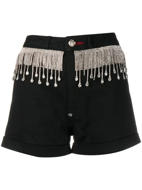 Philipp Plein crystal-embellished denim shorts Black A20CWDT1512PDE004N