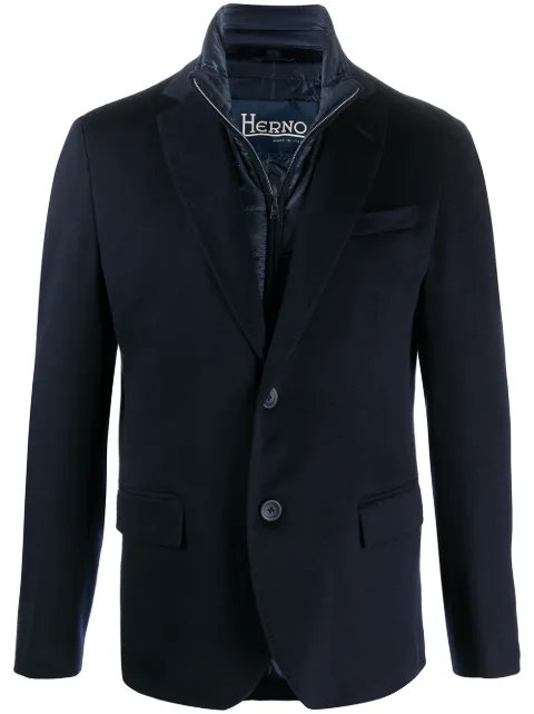 Herno padded-detail single-breasted blazer Blue GA0110U38020