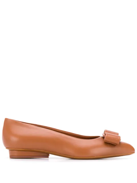 Ferragamo Vara bow flat pumps Brown 730599