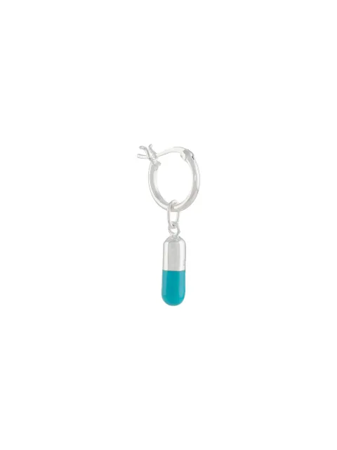 True Rocks single pill charm earring Silver TRSILVERANDTURQUOISEPILLHOOPEARRING
