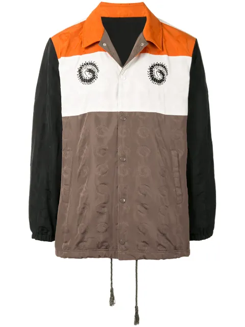 Undercover colour-block logo-print jacket Brown UCZ42032