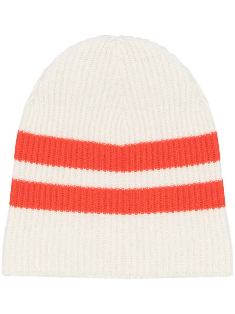Cashmere In Love striped ribbed-knit beanie Neutrals BIA