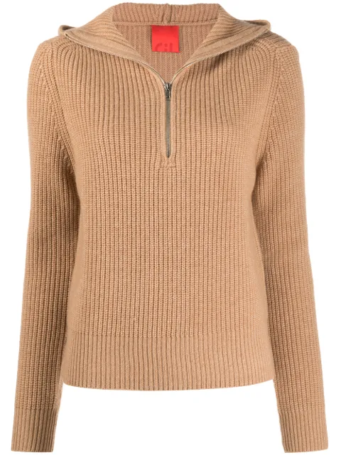 Cashmere In Love ribbed-knit hoodie Brown REY