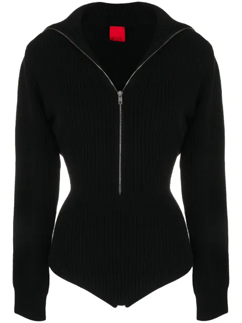 Cashmere In Love ribbed-knit high-neck bodysuit Black SKYLER