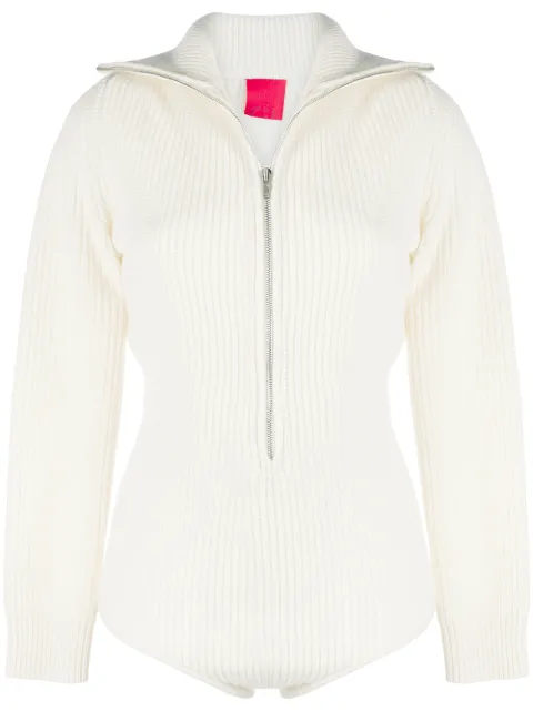 Cashmere In Love ribbed-knit high-neck bodysuit White SKYLER