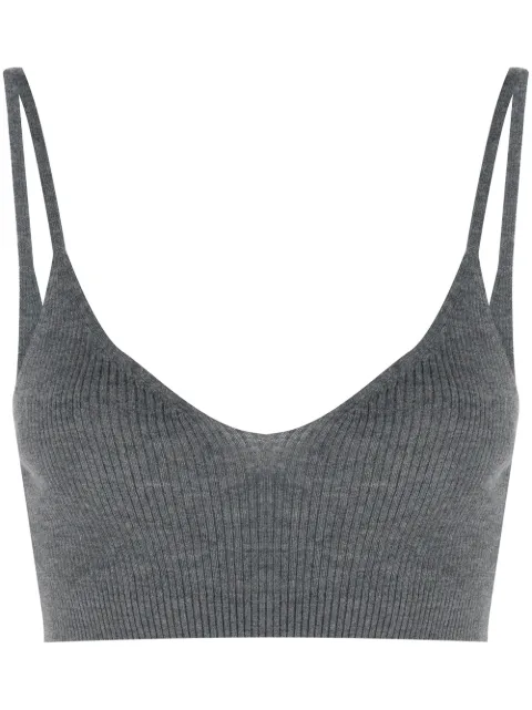 Cashmere In Love ribbed-knit cropped top Grey ALESSI