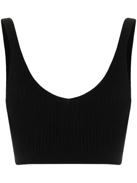 Cashmere In Love ribbed-knit cropped top Black REESE