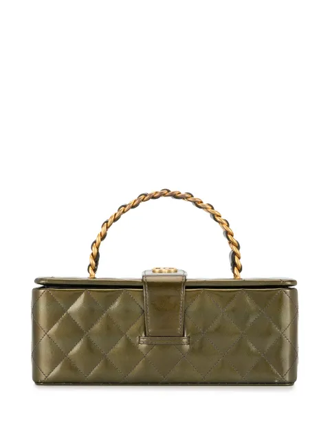 CHANEL Pre-Owned 1995 CC diamond-quilted vanity bag Green 3602248
