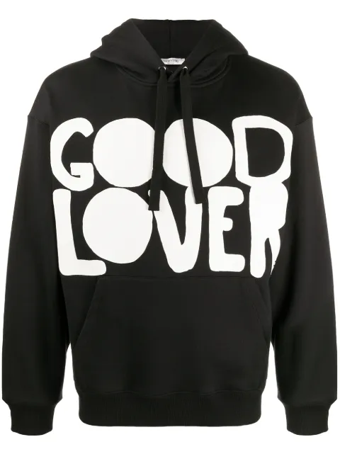 Valentino Garavani lettering-print hoodie Black VMF15P6V2