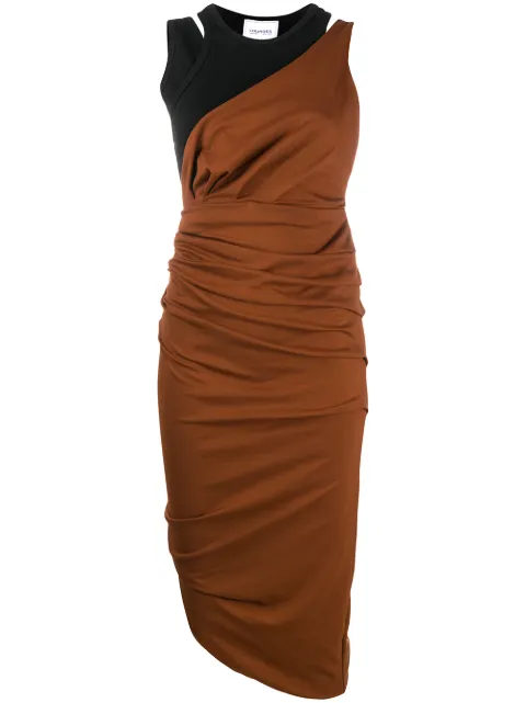 Lourdes ruched fitted evening dress Brown P3CABLOUW75445A0106