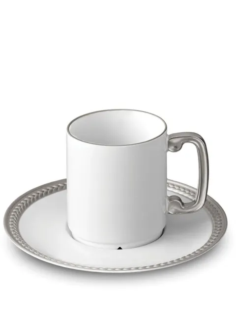 L'Objet Soie Tressée espresso cup and saucer (set of 6) White ST356