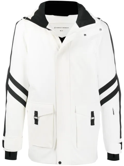 Perfect Moment side stripe detail hooded jacket White M10000021707