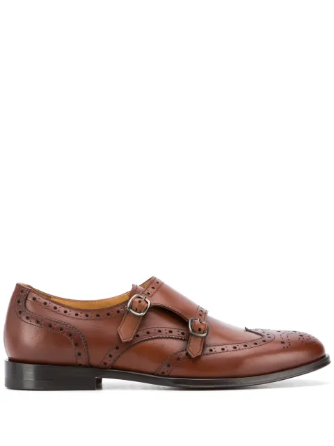 Scarosso Kate leather monk shoes Brown KATEMONKBROCALF