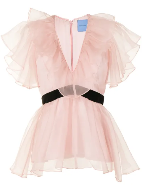 Macgraw Chandelier peplum V-neck blouse Pink LF028