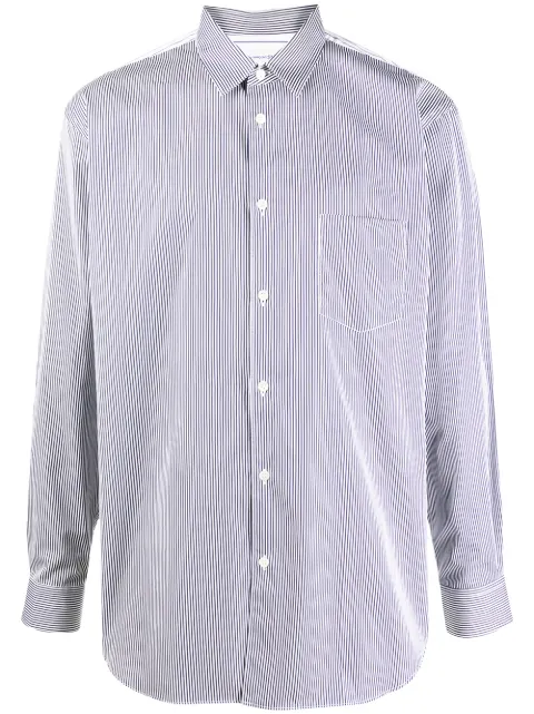 Comme Des Garçons contrast striped pocket shirt Blue FO11B203