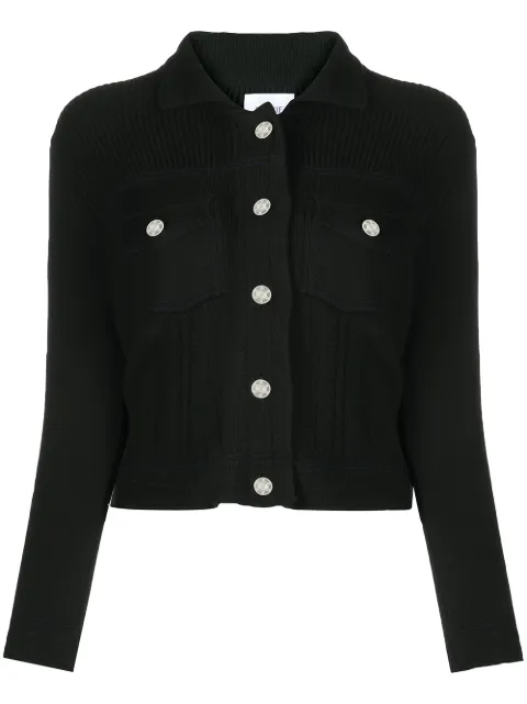 Barrie contrast-stitch knitted jacket Black C85220