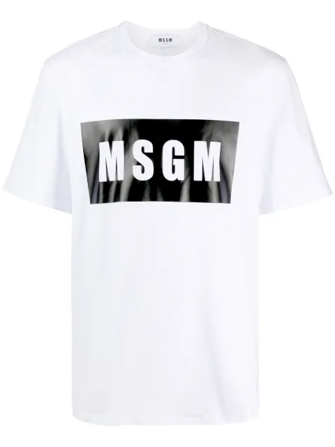 MSGM logo-print cotton T-shirt White 2940MM67207598
