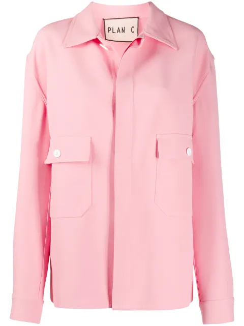 Plan C oversized shirt jacket Pink JKCAB59K00TA002