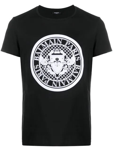 Balmain flocked coin T-shirt Black BH1EG000BB17