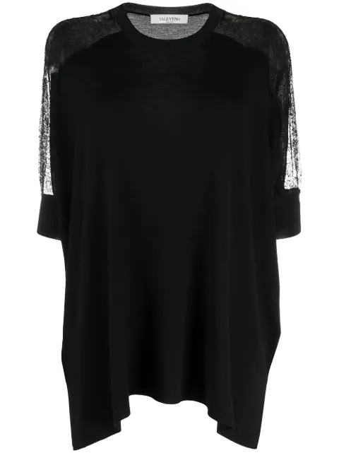 Valentino Garavani lace panel detail knitted top Black BKC15Z5MH