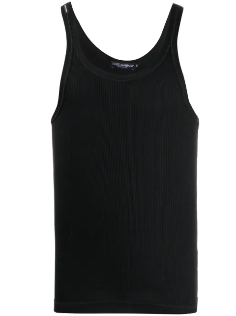 Dolce & Gabbana fine-rib cotton tank top Black G8KG5TFU7AV