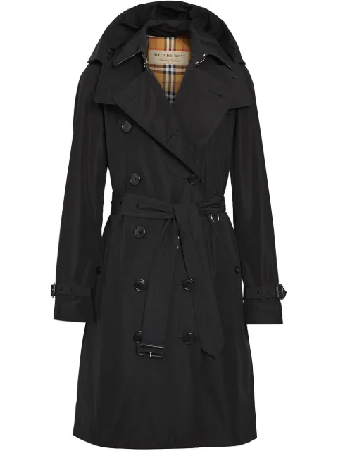 Burberry mid-length taffeta Kensington trench coat Black 8033520